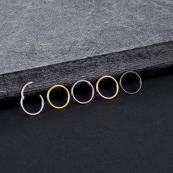 5pcs Stainless Steel Nose Hoop Rings - 18G, 8mm, Multiple Colors for Men Women - Picture 6 of 6